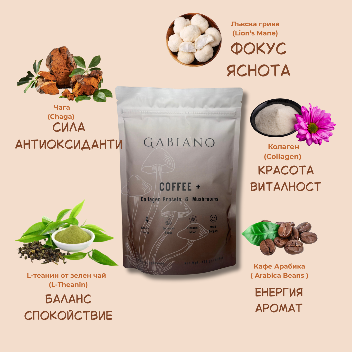 Mushroom Collagen Coffee by GABIANO